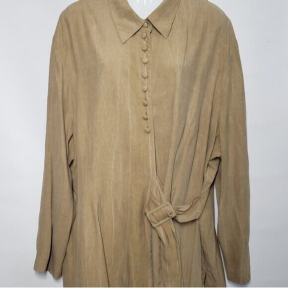 Joseph Ribkoff Bronze Tan Wrap Tunic Blouse Long Sleeve Top Plus Size - Picture 2 of 13